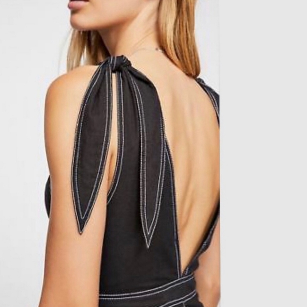 Free People London Town Tie Strap Mini Dress Size 4 - Picture 2 of 6